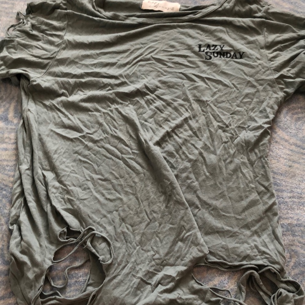 Lazy Sunday Green Cut Up Tee